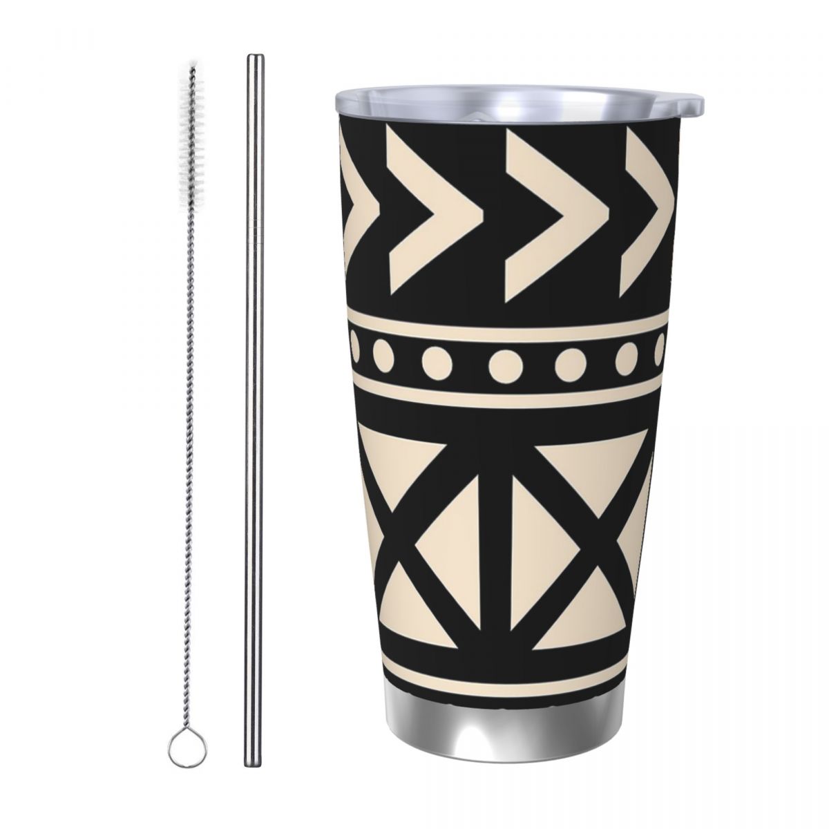 Tumbler 20Oz White - 아프리칸 머드 클로스 블랙 앤 화이트