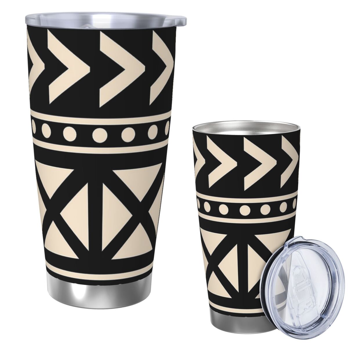 Tumbler 20Oz White - 아프리칸 머드 클로스 블랙 앤 화이트