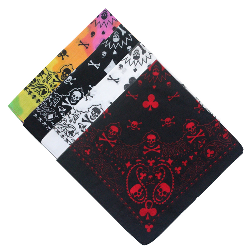 Bandana Blank White - 55cm 화이트 블랙 레드 해골 포커