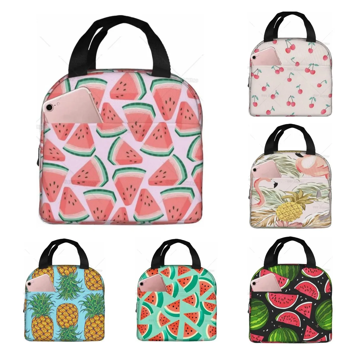 만화 수박 체리와 파인애플 재사용 가능한 점심 가방 절 - Tote Bag Sublimation 리뷰 및 가격