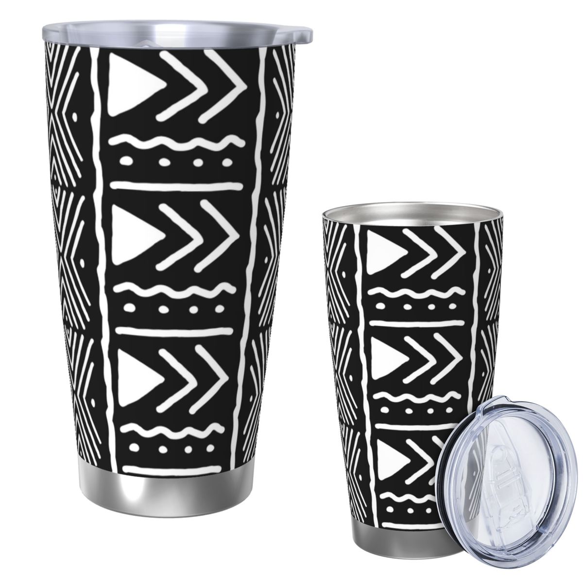 흑백 아프리카 보골란 부족 패턴 스테인리스 스틸 텀블러 - Tumbler 20Oz White 리뷰 및 가격