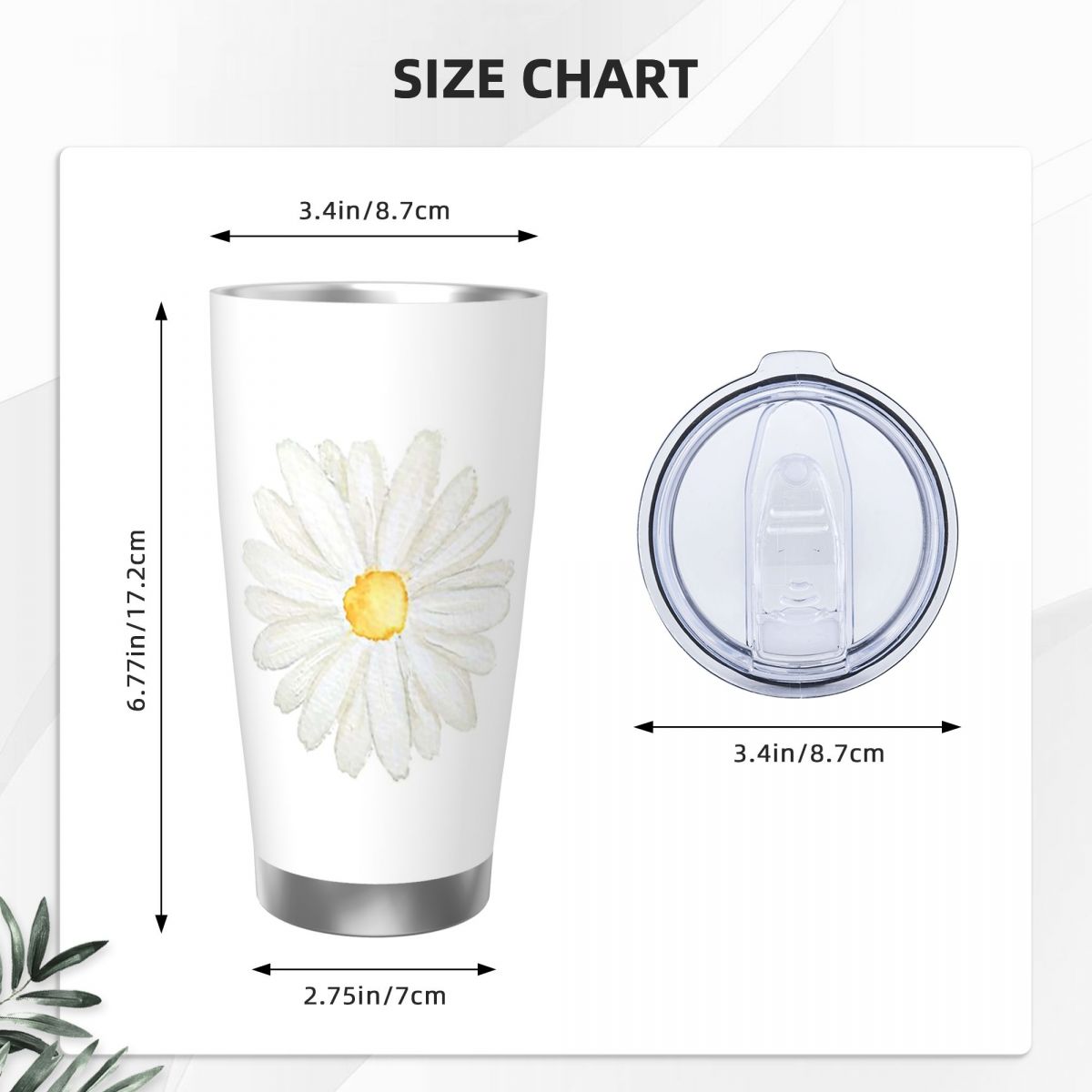 핸드페인팅 작은 흰색 데이지 수채화 스테인리스 스틸 텀 - Tumbler 20Oz White 리뷰 및 가격