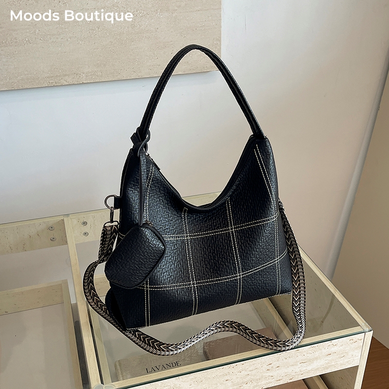 대용량 여성 호보 토트백 블랙 콘트라스트 스티치 플래드 - Tote Bag Sublimation 리뷰 및 가격