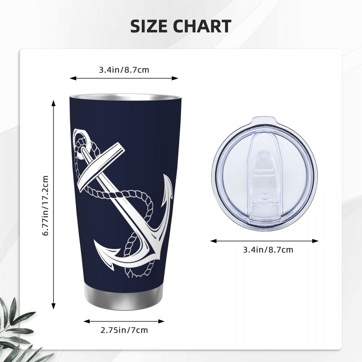 앵커 노티컬 화이트 & 네이비 스테인리스 스틸 텀블러  - Tumbler 20Oz White 리뷰 및 가격
