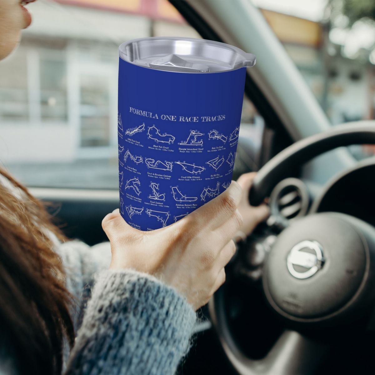 F1 레이싱 트랙(흰색 스텐실-배경 없음) 스테인레스  - Tumbler 20Oz White 리뷰 및 가격